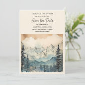 Mountain Nature Wedding Foto Rett Datum Save The Date (Stehend Vorderseite)