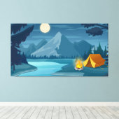 Mountain night Camping Leinwanddruck (Insitu (Holzboden))