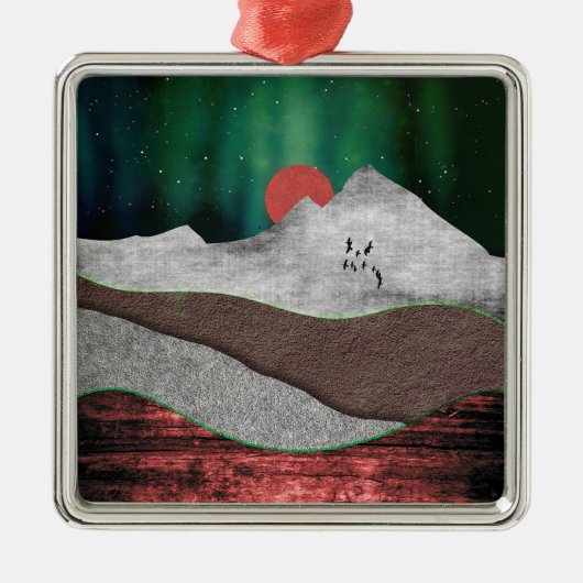 Mountain Northern Lights Ornament Aus Metall (Vorne)