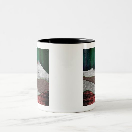 Mountain Northern Lights Zweifarbige Tasse (Mittel)
