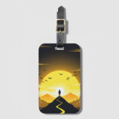 Mountain Peak Silhouette with a winding. Pedestal Gepäckanhänger (Vorderseite Vertikal)