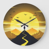 Mountain Peak Silhouette with a winding. Pedestal Große Wanduhr (Vorderseite)