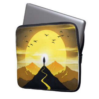 Mountain Peak Silhouette with a winding. Pedestal Laptopschutzhülle