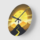 Mountain Peak Silhouette with a winding. Pedestal Runde Wanduhr (Winkel)