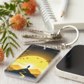 Mountain Peak Silhouette with a winding. Pedestal Schlüsselanhänger (Vorderseite rechts)