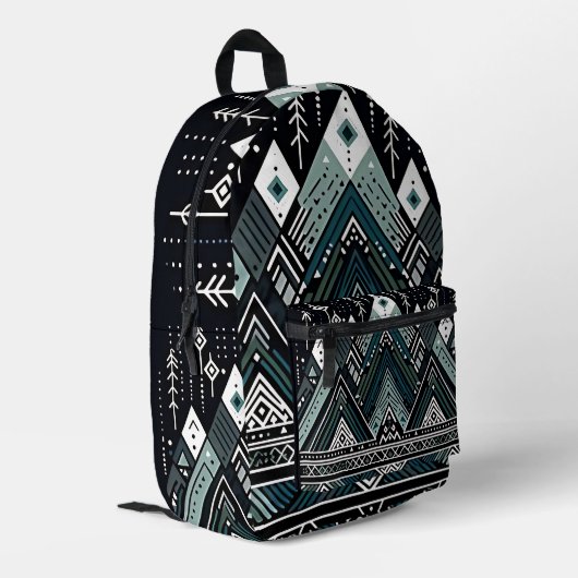 Mountain Peaks Tribal Geometric Backpack Bedruckter Rucksack (Rückseitige Ecke links)