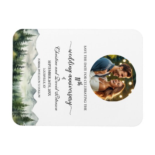 Mountain Pine 11 Wedding Anniversary Save the Date Magnet (Horizontal)