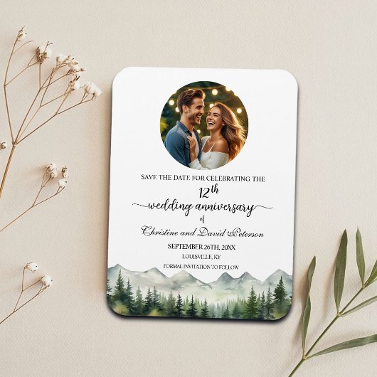 Mountain Pine 12 Hochzeitstag Save the Date Magnet
