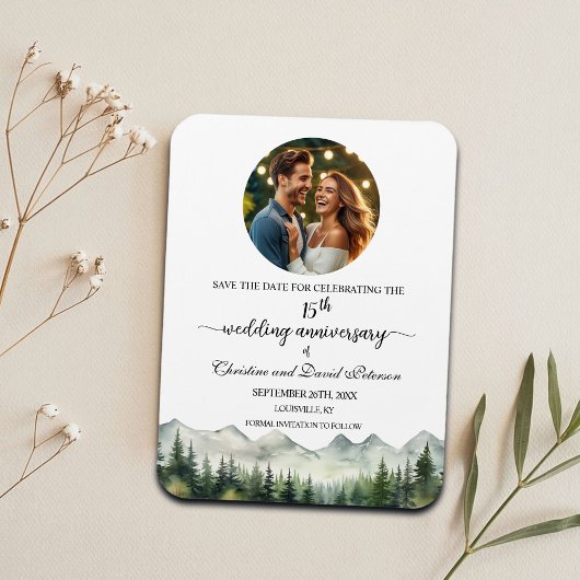 Mountain Pine 15 Hochzeitstag Save the Date Magnet