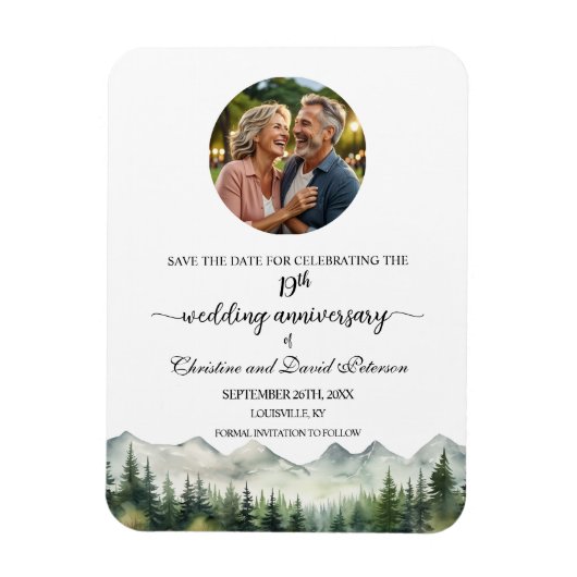 Mountain Pine 19 Wedding Anniversary Save the Date Magnet (Vertikal)