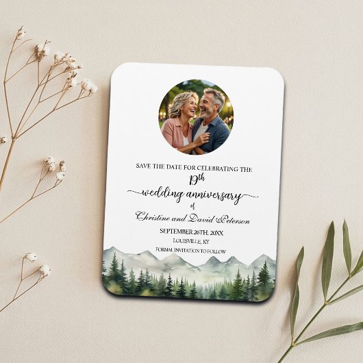 Mountain Pine 19 Wedding Anniversary Save the Date Magnet