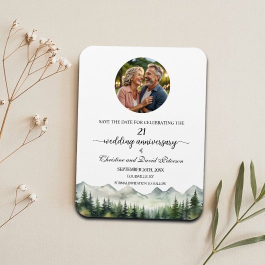 Mountain Pine 21 Wedding Anniversary Save the Date Magnet