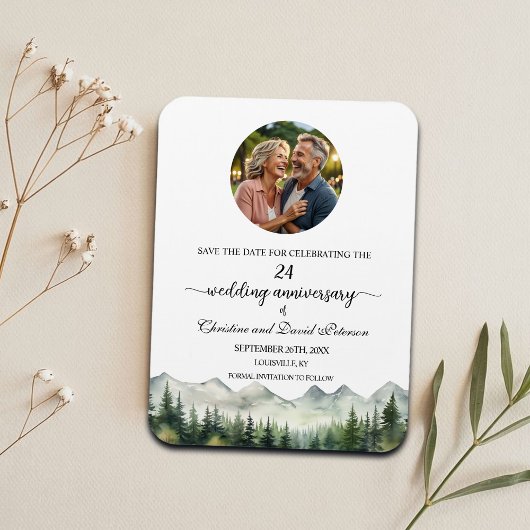 Mountain Pine 24 Hochzeitstag Save the Date Magnet