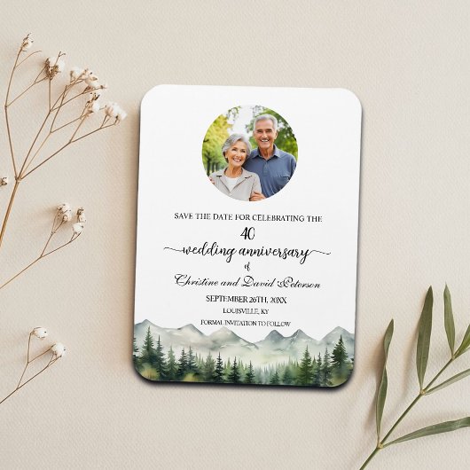 Mountain Pine 40 Wedding Anniversary Save the Date Magnet