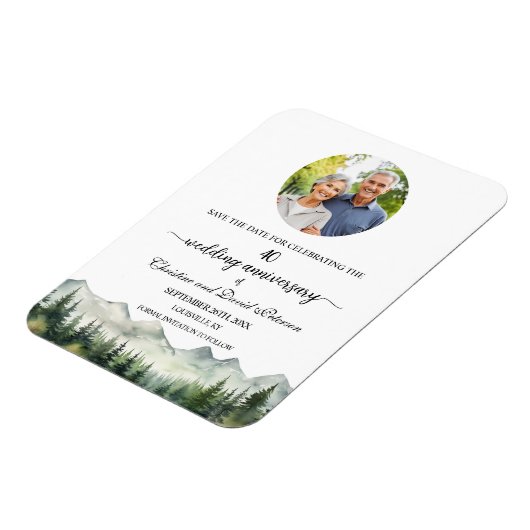 Mountain Pine 40 Wedding Anniversary Save the Date Magnet (Linke Seite)