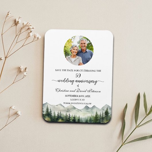 Mountain Pine 59 Hochzeitstag Save the Date Magnet