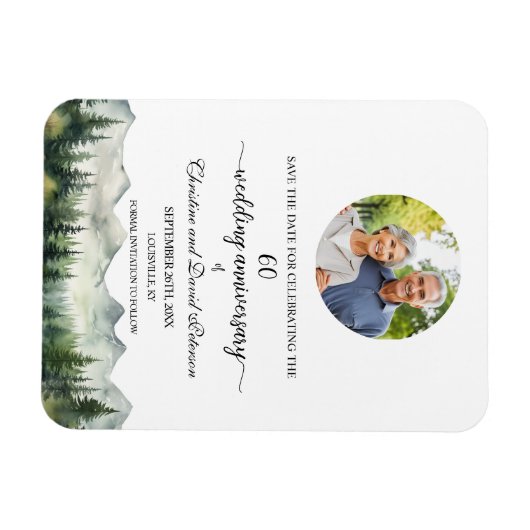 Mountain Pine 60 Wedding Anniversary Save the Date Magnet (Horizontal)