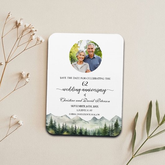 Mountain Pine 62 Wedding Anniversary Save the Date Magnet