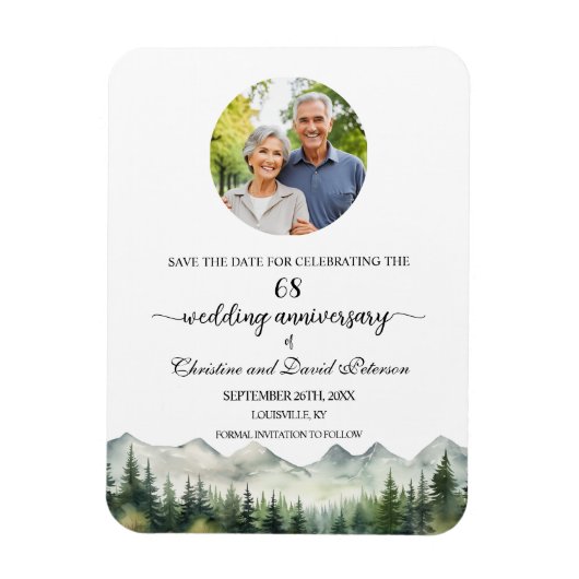 Mountain Pine 68 Wedding Anniversary Save the Date Magnet (Vertikal)