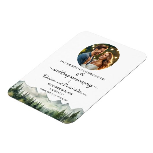 Mountain Pine 6 Wedding Anniversary Save the Date Magnet (Linke Seite)