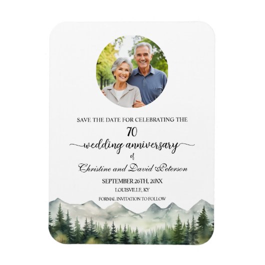 Mountain Pine 70 Wedding Anniversary Save the Date Magnet (Vertikal)
