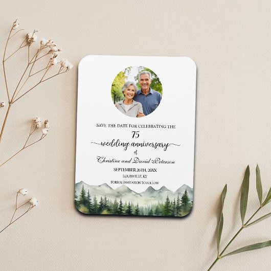 Mountain Pine 75 Hochzeitstag Save the Date Magnet