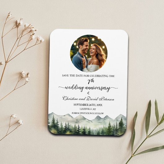 Mountain Pine 7 Hochzeitstag Save the Date Magnet