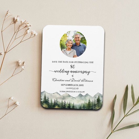Mountain Pine 80 Hochzeitstag Save the Date Magnet