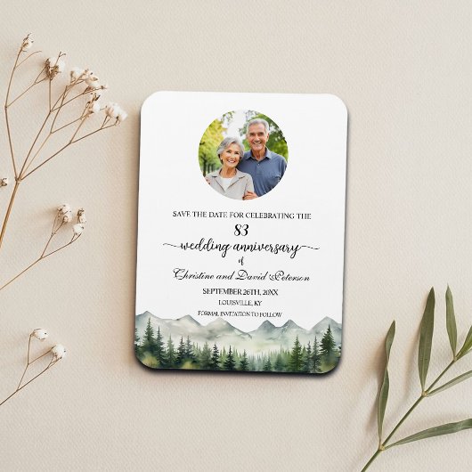 Mountain Pine 83 Wedding Anniversary Save the Date Magnet