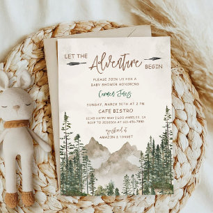 Mountain Pine Baby Shower Grüne Natur Einladung
