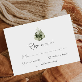 Mountain Pine Forest Wedding RSVP Card Karte