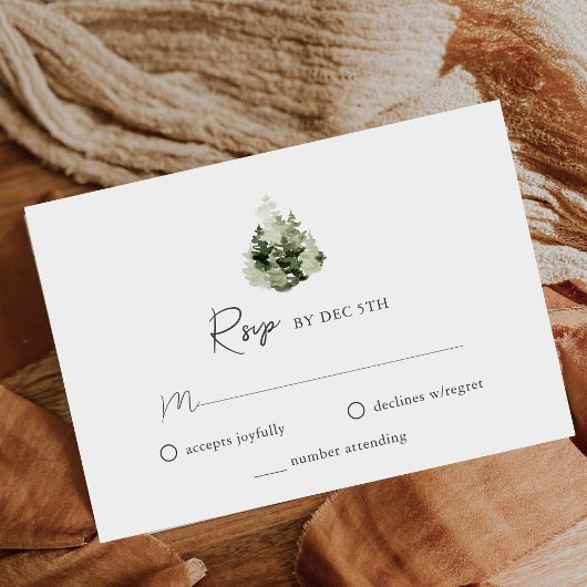 Mountain Pine Forest Wedding RSVP Card Karte