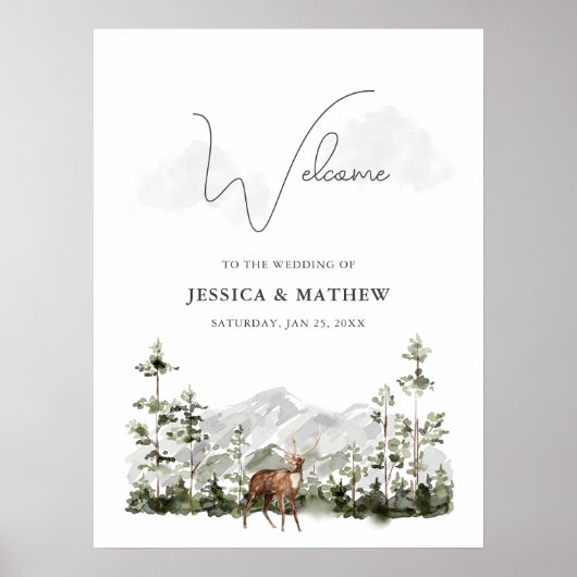Mountain Pine Forest Wedding Welcome Poster (Vorne)