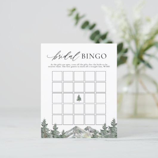 Mountain Pine Tree Brautparty Bridal Bingo Game (Stehend Vorderseite)
