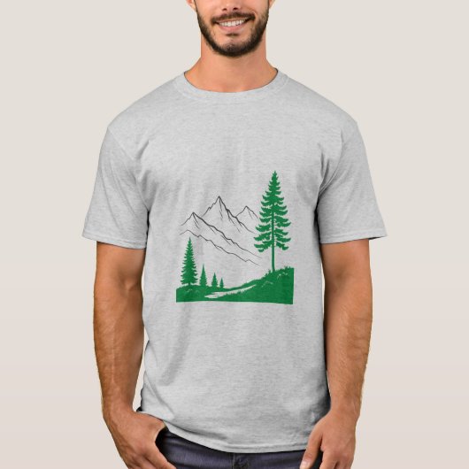 Mountain Pine Tree Forest Nature Outdoor T-Shirt (Vorderseite)