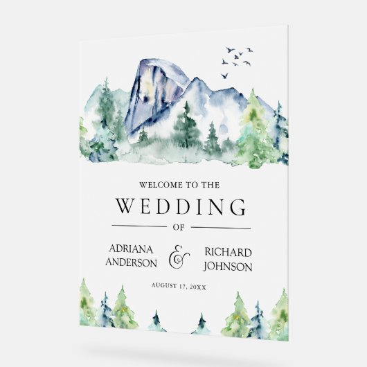 Mountain Pine Trees Forest Wedding Welcome Acrylschild (Winkel)