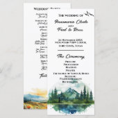 Mountain & Pine Trees Wedding Ceremony Program (Vorne/Hinten)