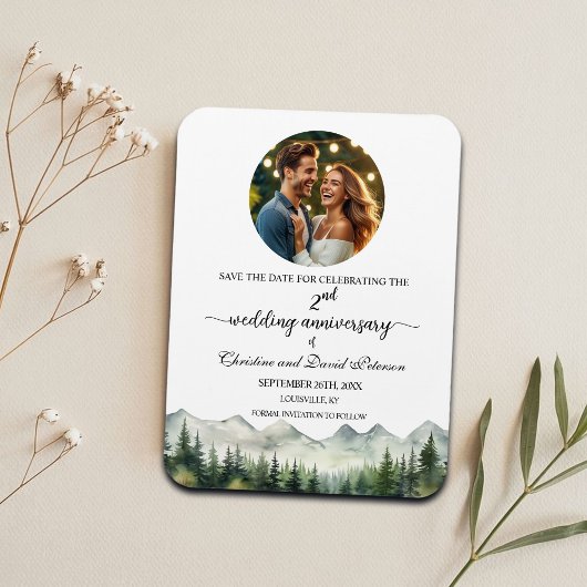 Mountain Pine Wedding Anniversary Save the Date Magnet