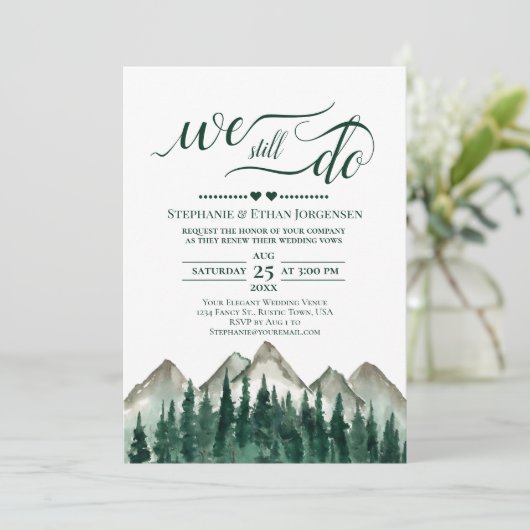 Mountain & Pine Wir machen noch Hochzeitstag Wette Einladung (Stehend Vorderseite)