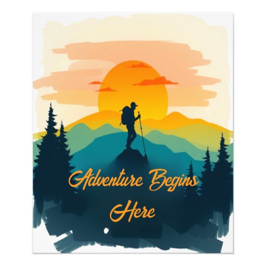 Mountain Poster - Adventure Begins Here (Vorne)