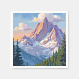 Mountain Range Watercolor Nature Painting Serviette