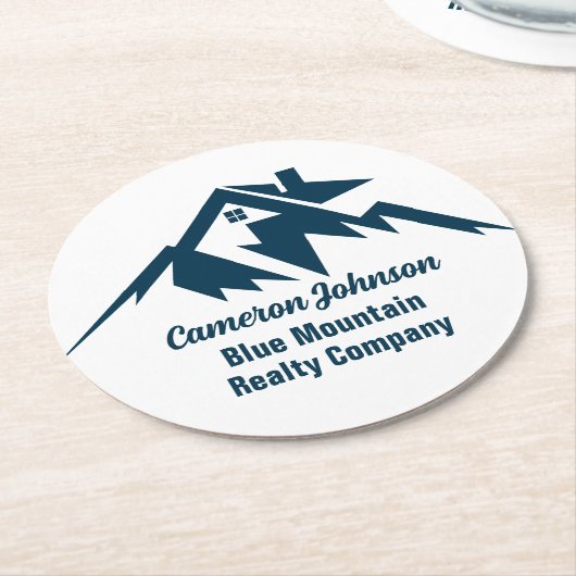 Mountain Real Anwesen Company Custom Marketing Runder Pappuntersetzer (Angewinkelt)