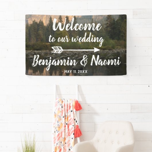 Mountain Reflection Wedding Willkommensbanner Banner (Insitu)