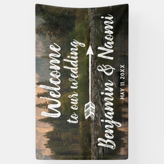 Mountain Reflection Wedding Willkommensbanner Banner (Vertikal)