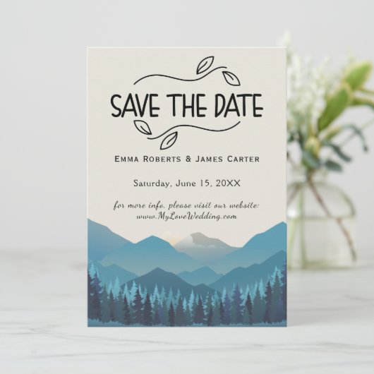 Mountain Retreat Save the Date Card (Stehend Vorderseite)