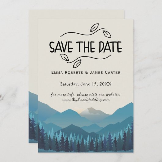 Mountain Retreat Save the Date Card (Vorne/Hinten)