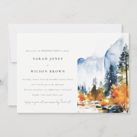 Mountain River Fall Landscape Weekend Party Einladung (Vorderseite)