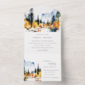 Mountain River Fall Winter Landscape Wedding All In One Einladung (Innen Boden)