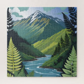 Mountain, River, Ferns of New Zealand Puzzle (Vertikal)