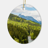 Mountain River im Wald von British Columbia Keramik Ornament (Links)